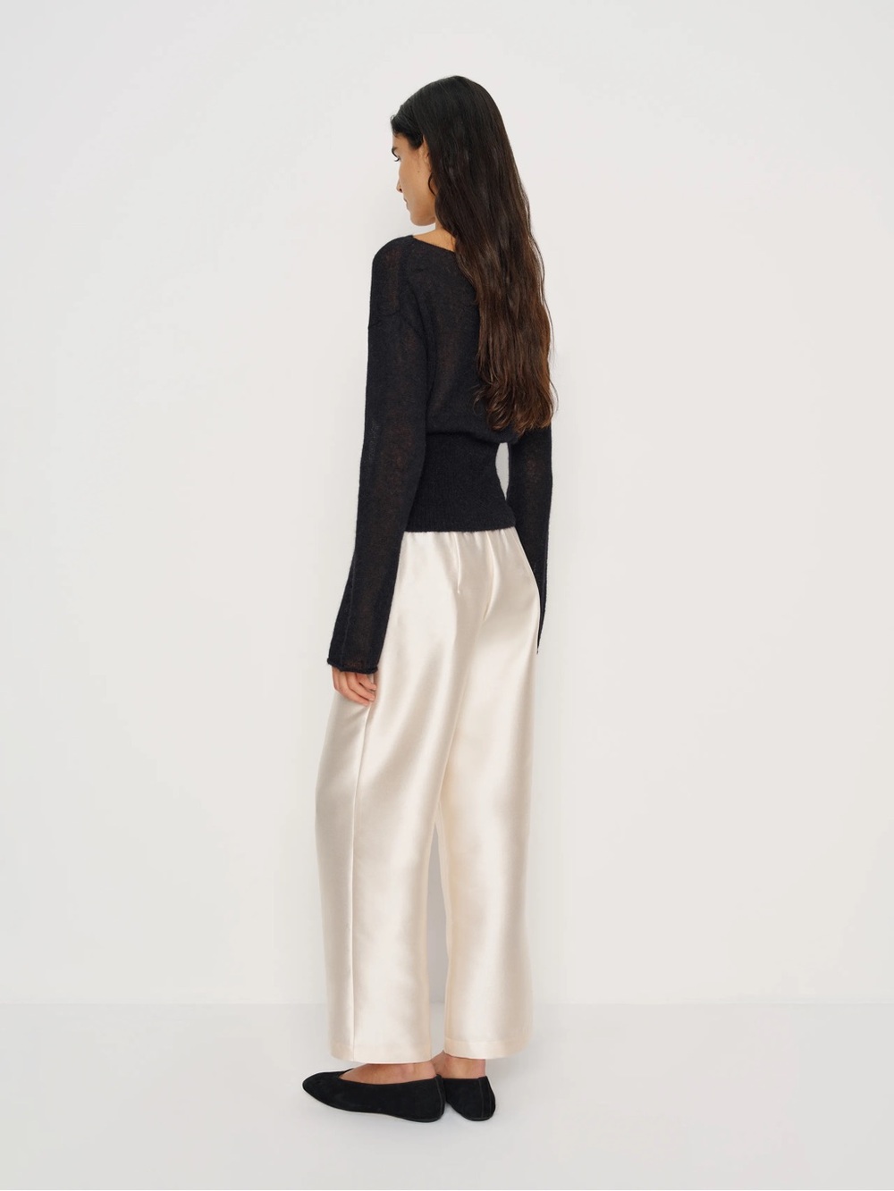 Reformation Soren Sheer Alpaca Sweater Top, Black - Picture 2 of 6